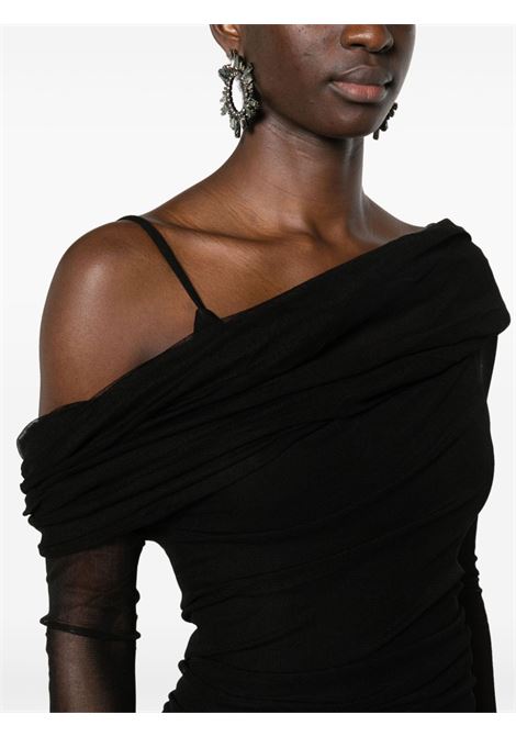 Black off-shoulder tulle midi dress Christopher Esber - women CHRISTOPHER ESBER | 24013144BLK